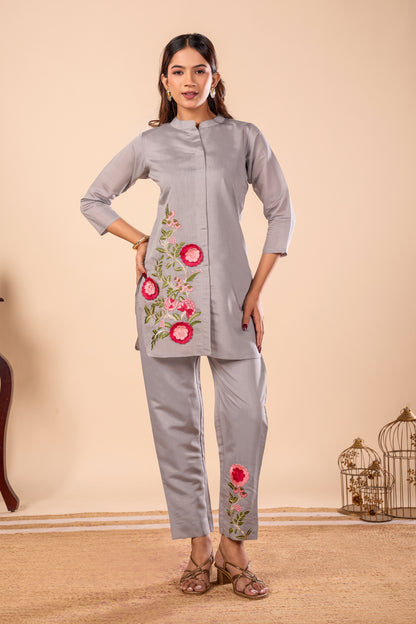 Vastra Silk Embroidered co-ord set