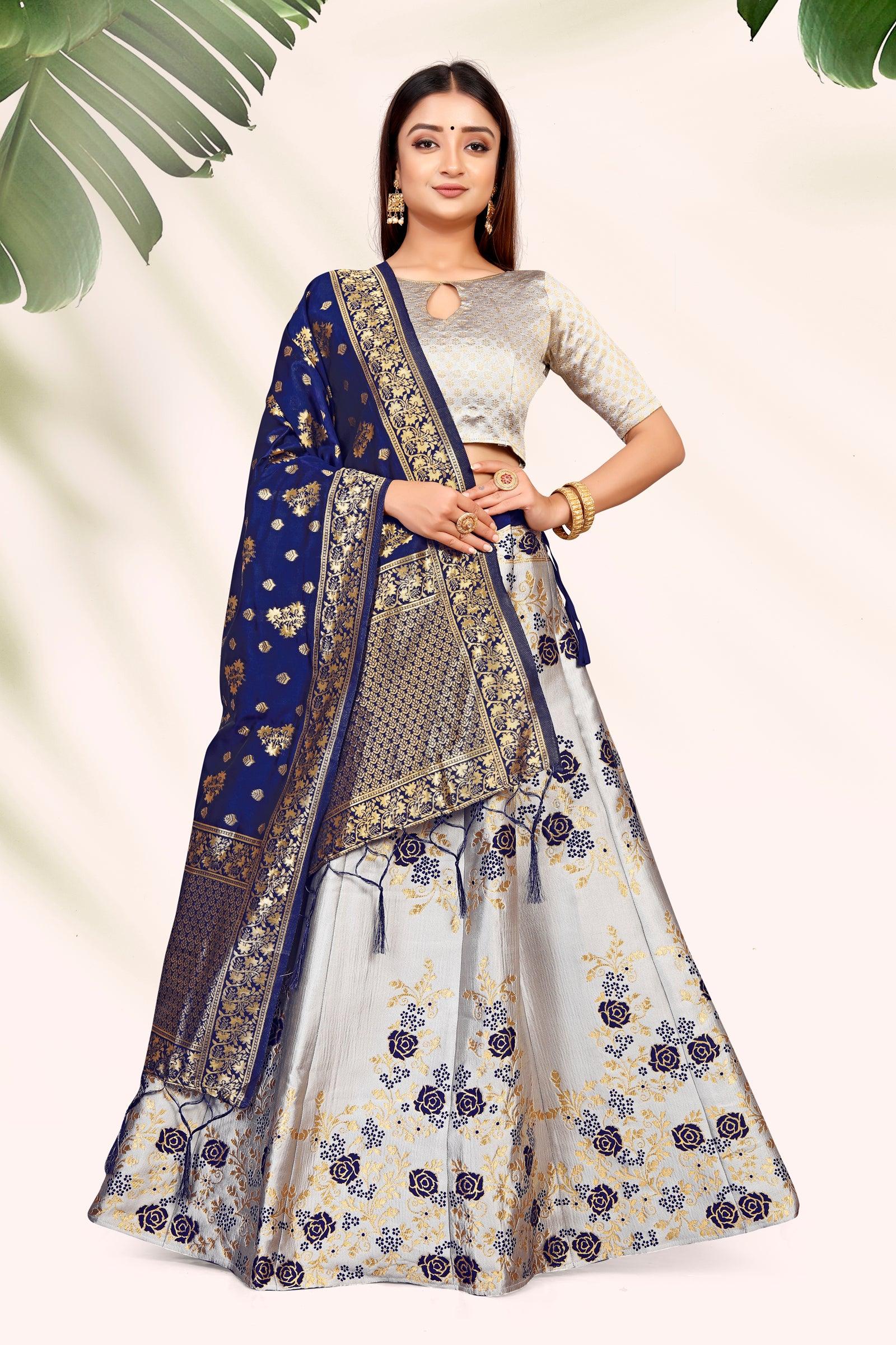 Opulent Opulence: Banarasi Lehenga Choli Set with Dupatta - Decize Clothing