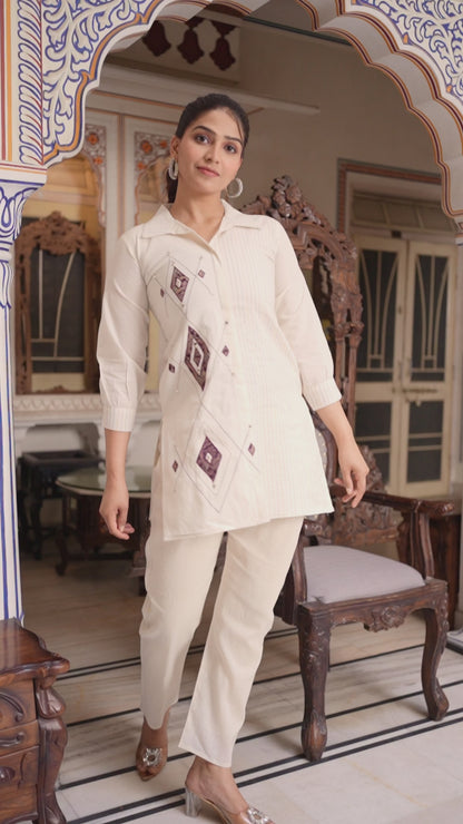 IVORY DIAMOND EMBROIDERED CO-ORD SET