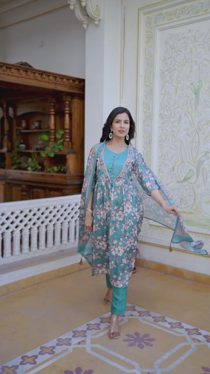 Tanisha Floral Printed Kurta Set with Dupatta