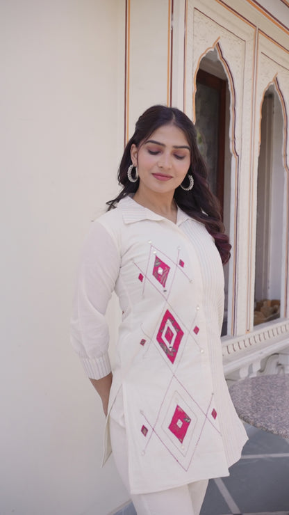 IVORY DIAMOND EMBROIDERED CO-ORD SET