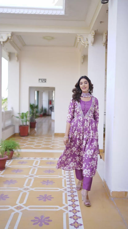 Tanisha Floral Printed Kurta Set with Dupatta
