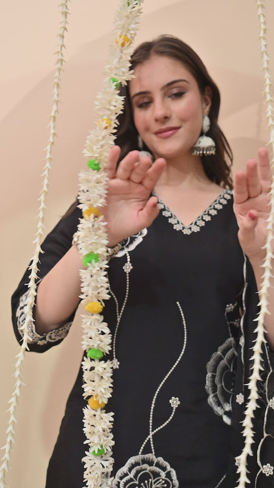 Gulab Embroidered Silk Kurta with Trouser & Dupatta