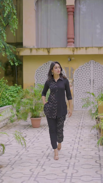 Siya Lycra Silk Embroidered Co-ord Set