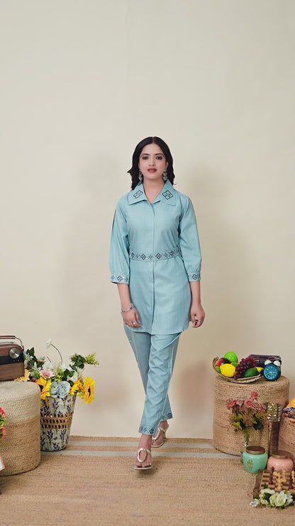 Noor Pure Cotton Embroidered Co-ord Set