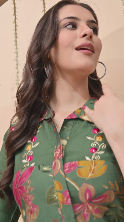 Autumn Silk Embroidered Co-ord Set