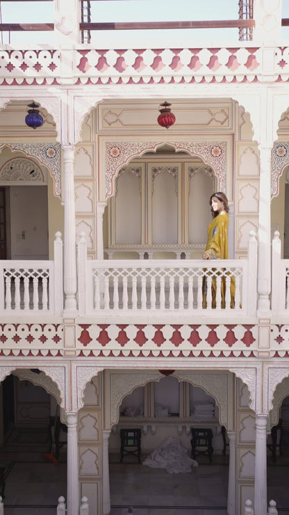 peacock Pure Silk printed Kurta with Trousers and dupatta