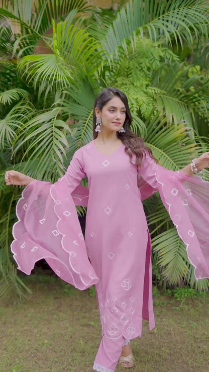 Sitara Floral Printed Kurta Set With Trouser & Dupatta