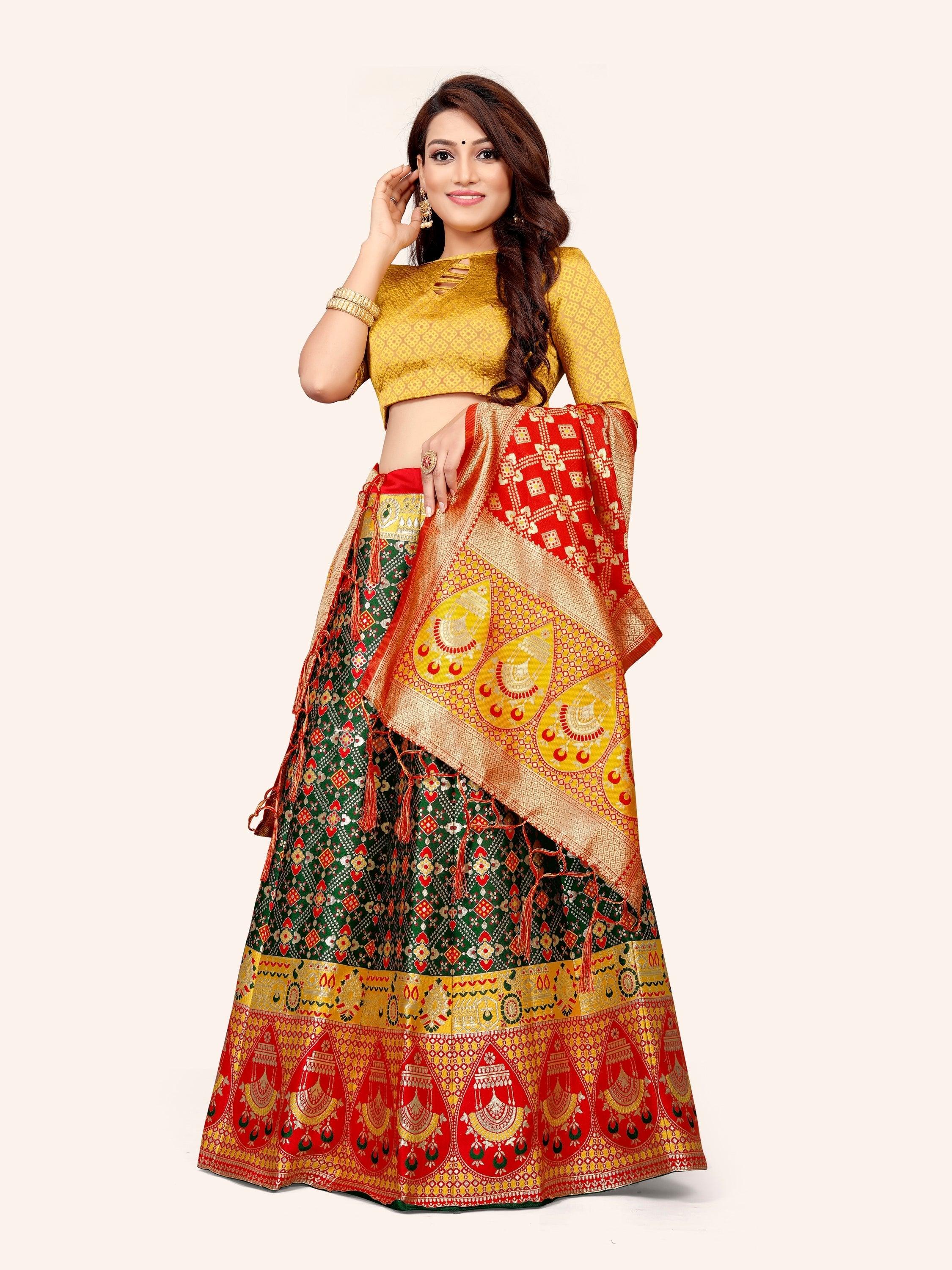 Ethereal Elegance: Banarasi Lehenga Choli and Dupatta - Decize Clothing