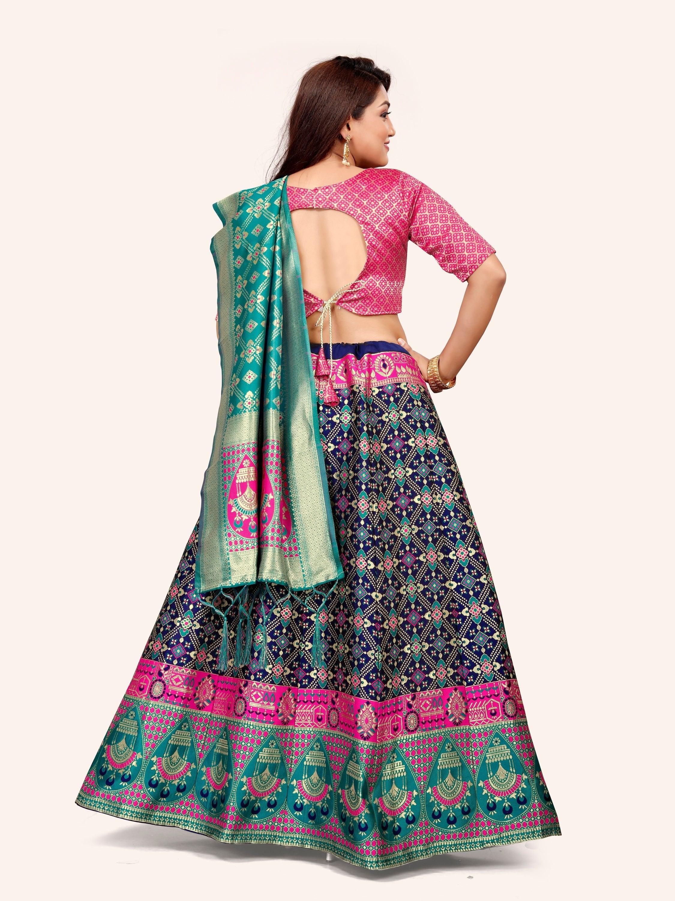 Ethereal Elegance: Banarasi Lehenga Choli and Dupatta - Decize Clothing