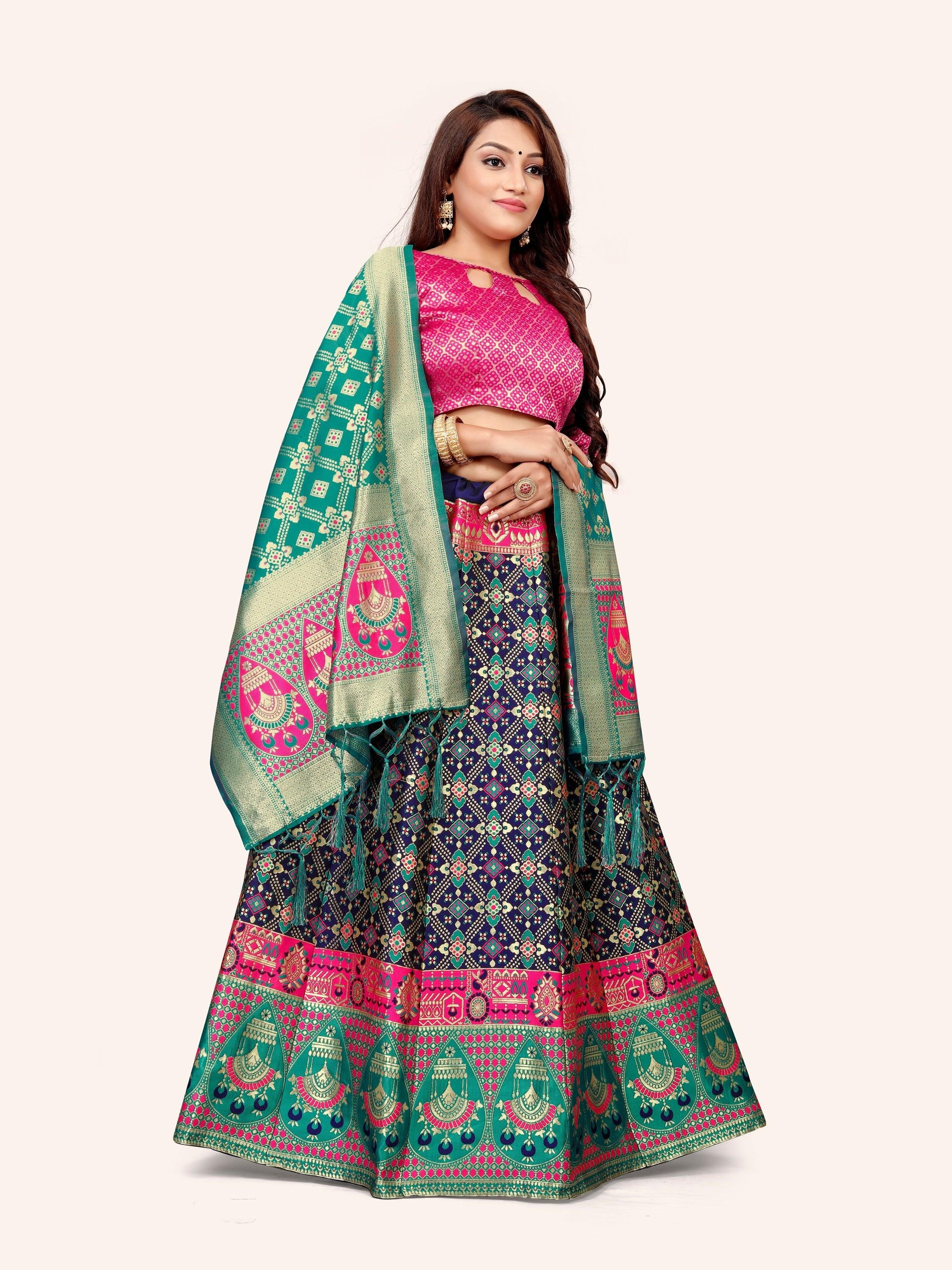 Ethereal Elegance: Banarasi Lehenga Choli and Dupatta - Decize Clothing