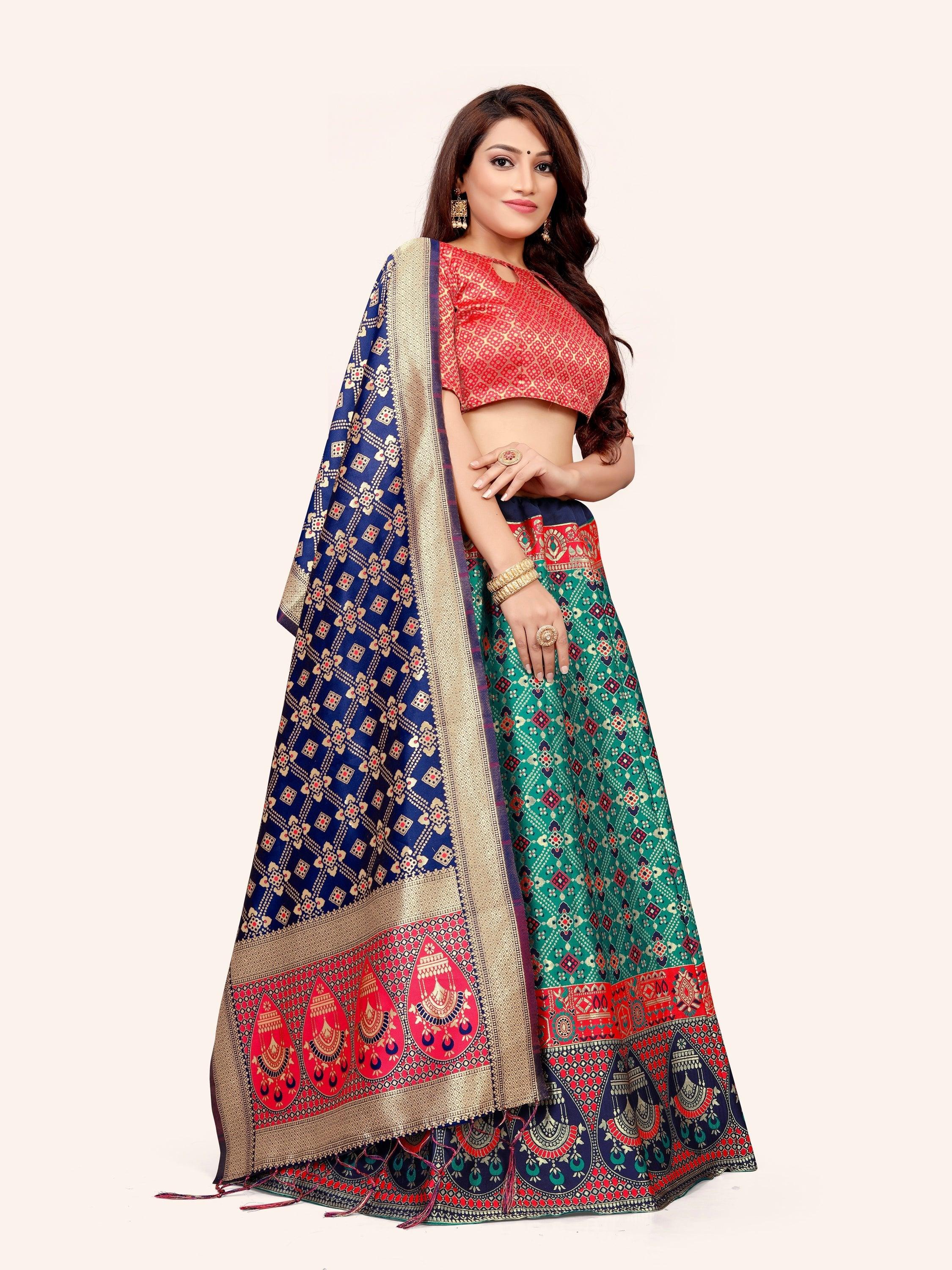 Ethereal Elegance: Banarasi Lehenga Choli and Dupatta - Decize Clothing