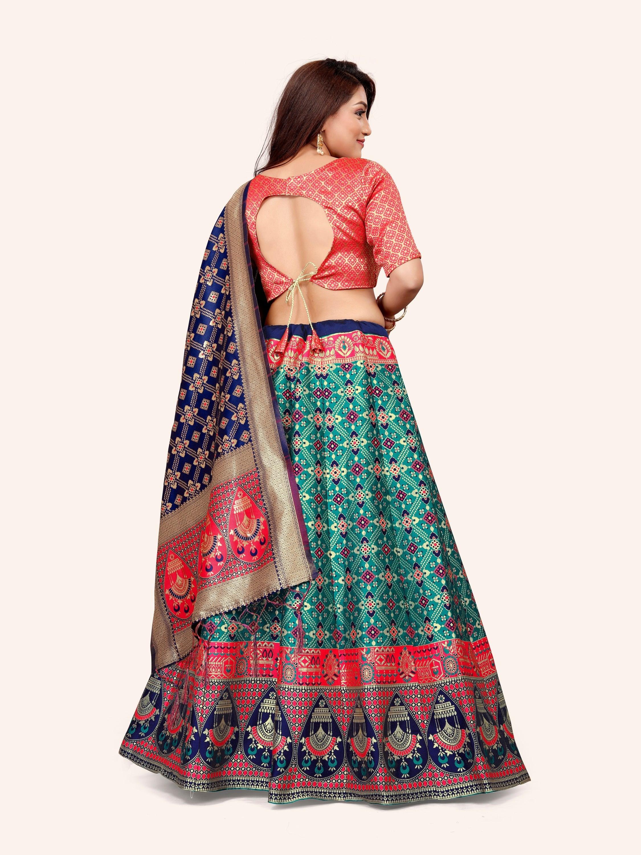 Ethereal Elegance: Banarasi Lehenga Choli and Dupatta - Decize Clothing