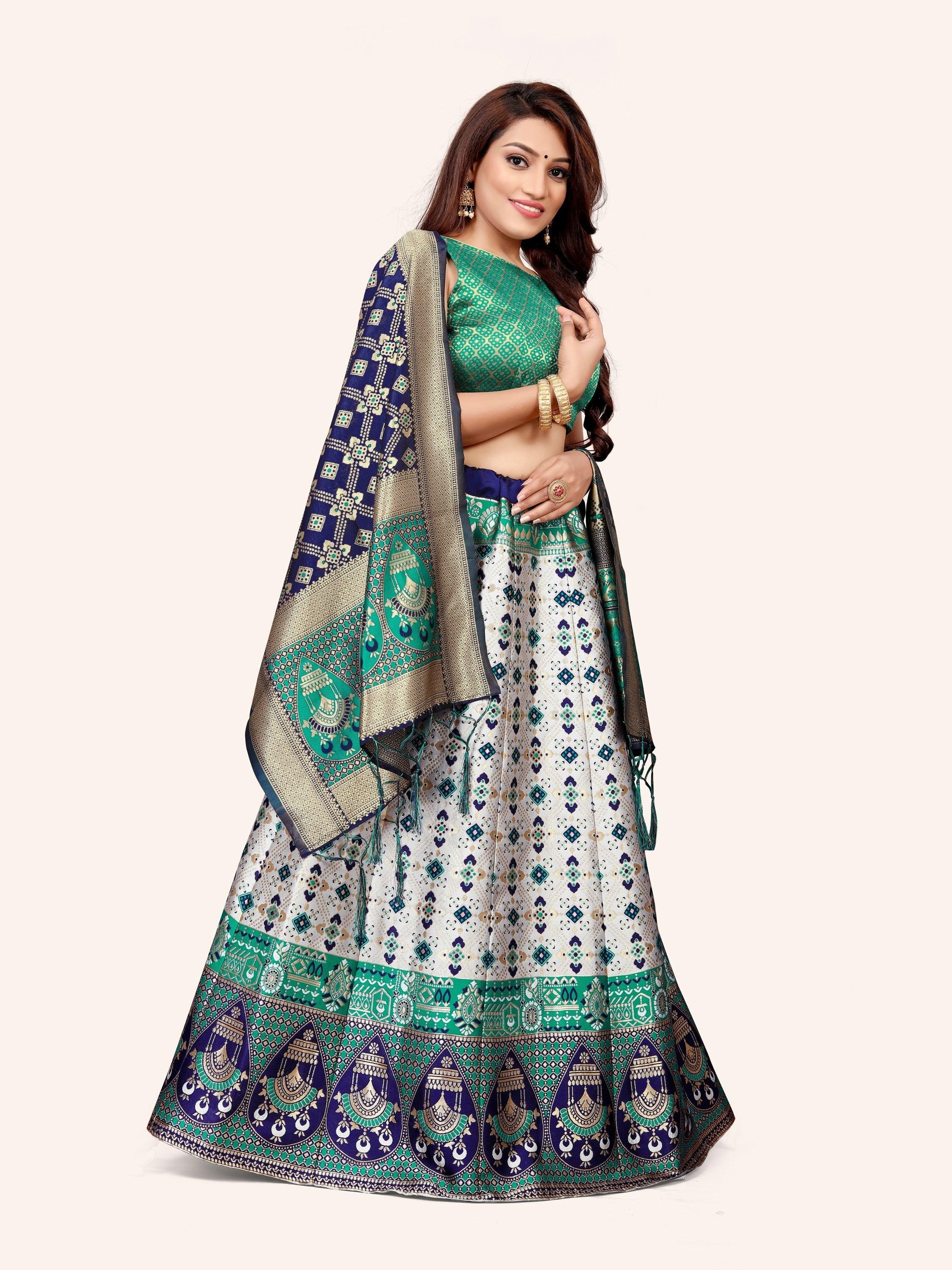 Ethereal Elegance: Banarasi Lehenga Choli and Dupatta - Decize Clothing