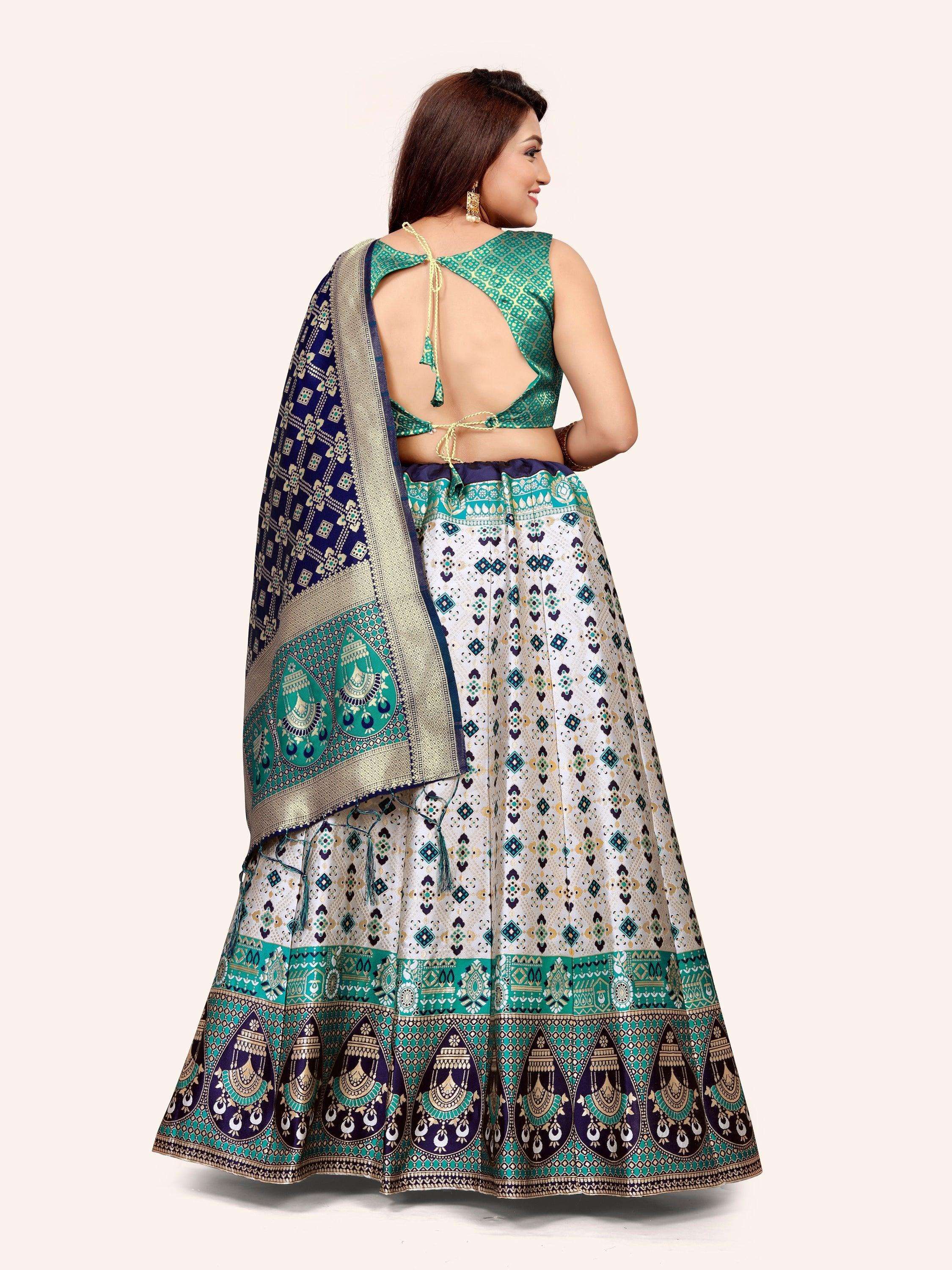 Ethereal Elegance: Banarasi Lehenga Choli and Dupatta - Decize Clothing