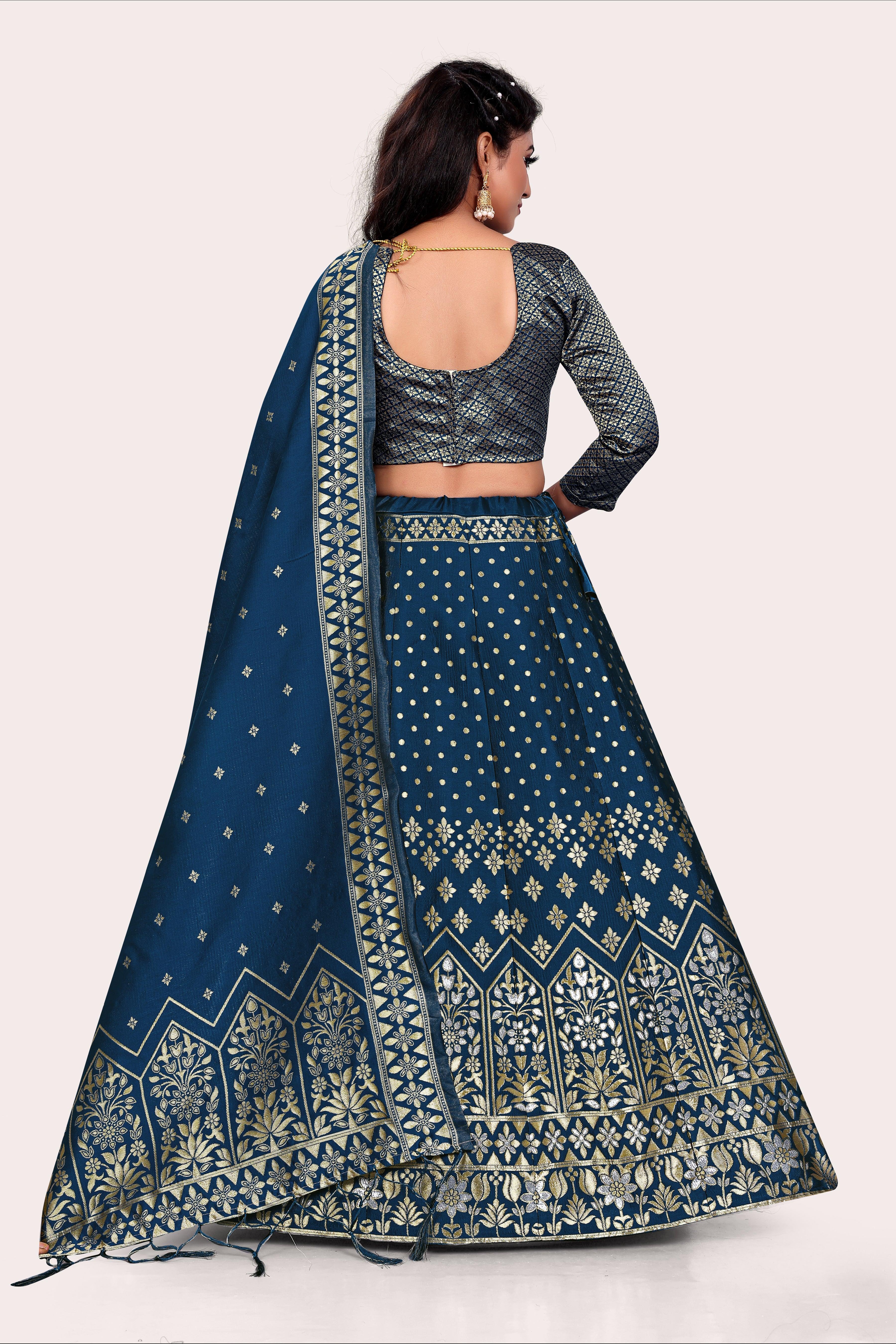 Gorgeous Glamour: Banarasi Lehenga Choli with Dupatta - Decize Clothing