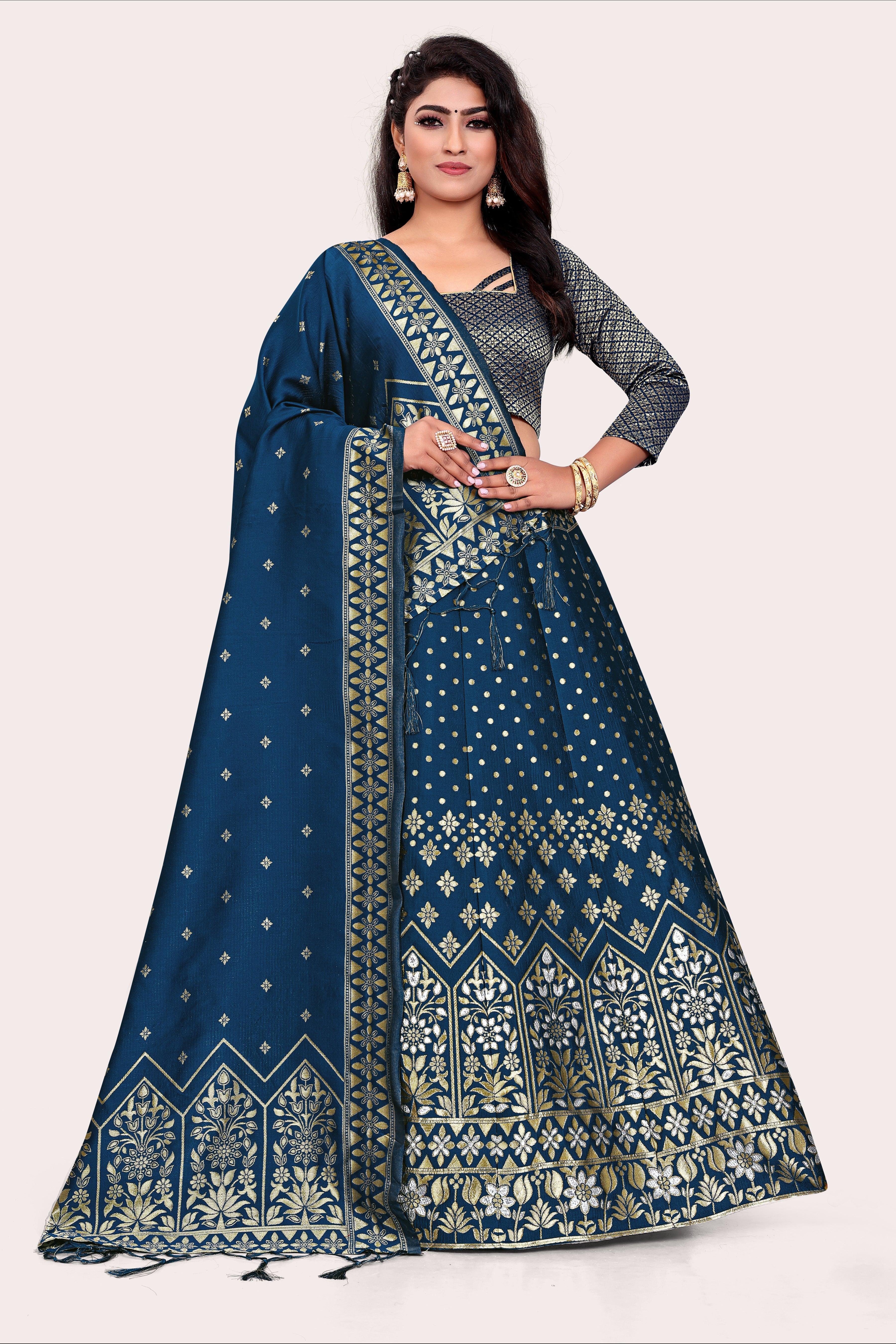 Gorgeous Glamour: Banarasi Lehenga Choli with Dupatta - Decize Clothing