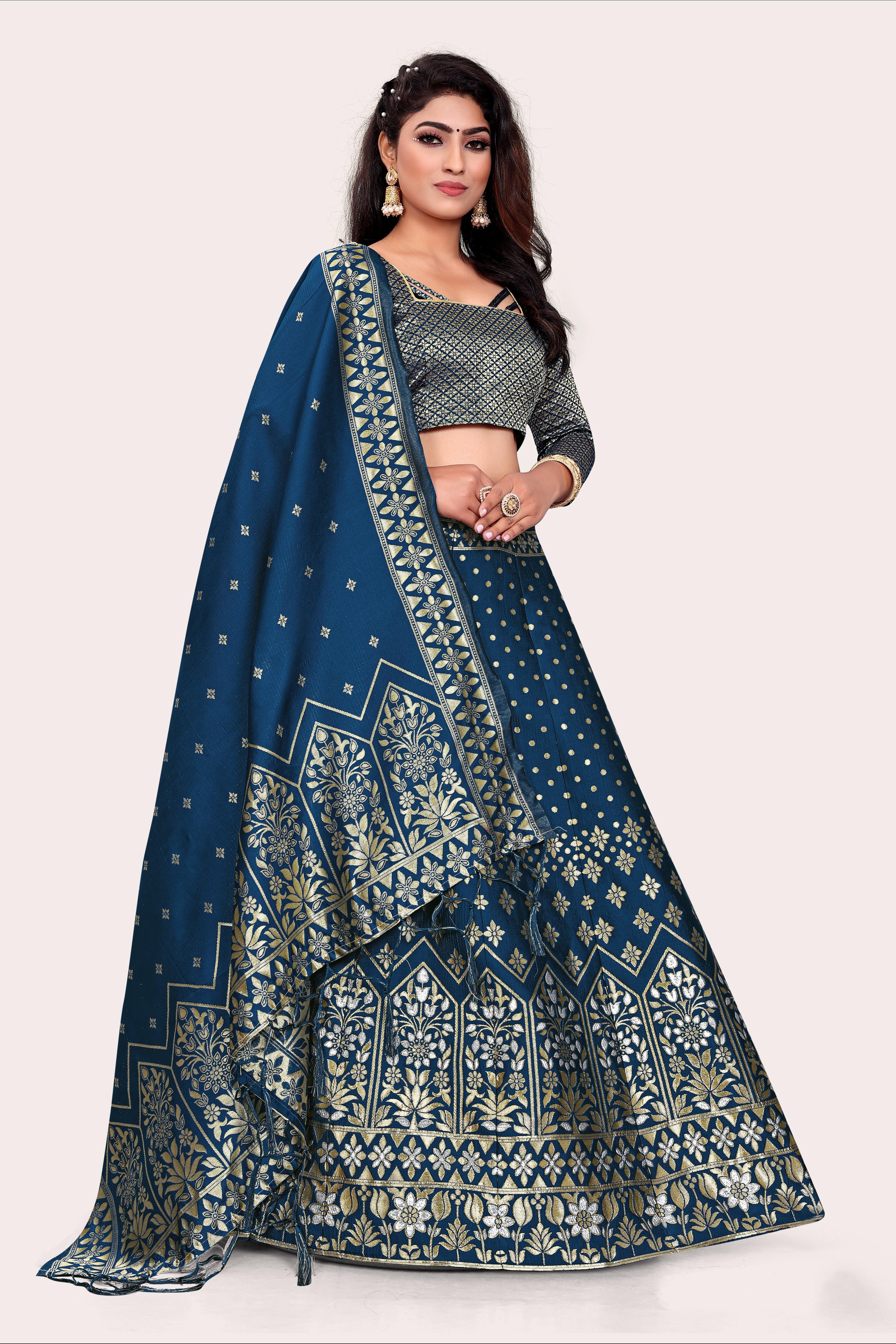 Gorgeous Glamour: Banarasi Lehenga Choli with Dupatta - Decize Clothing