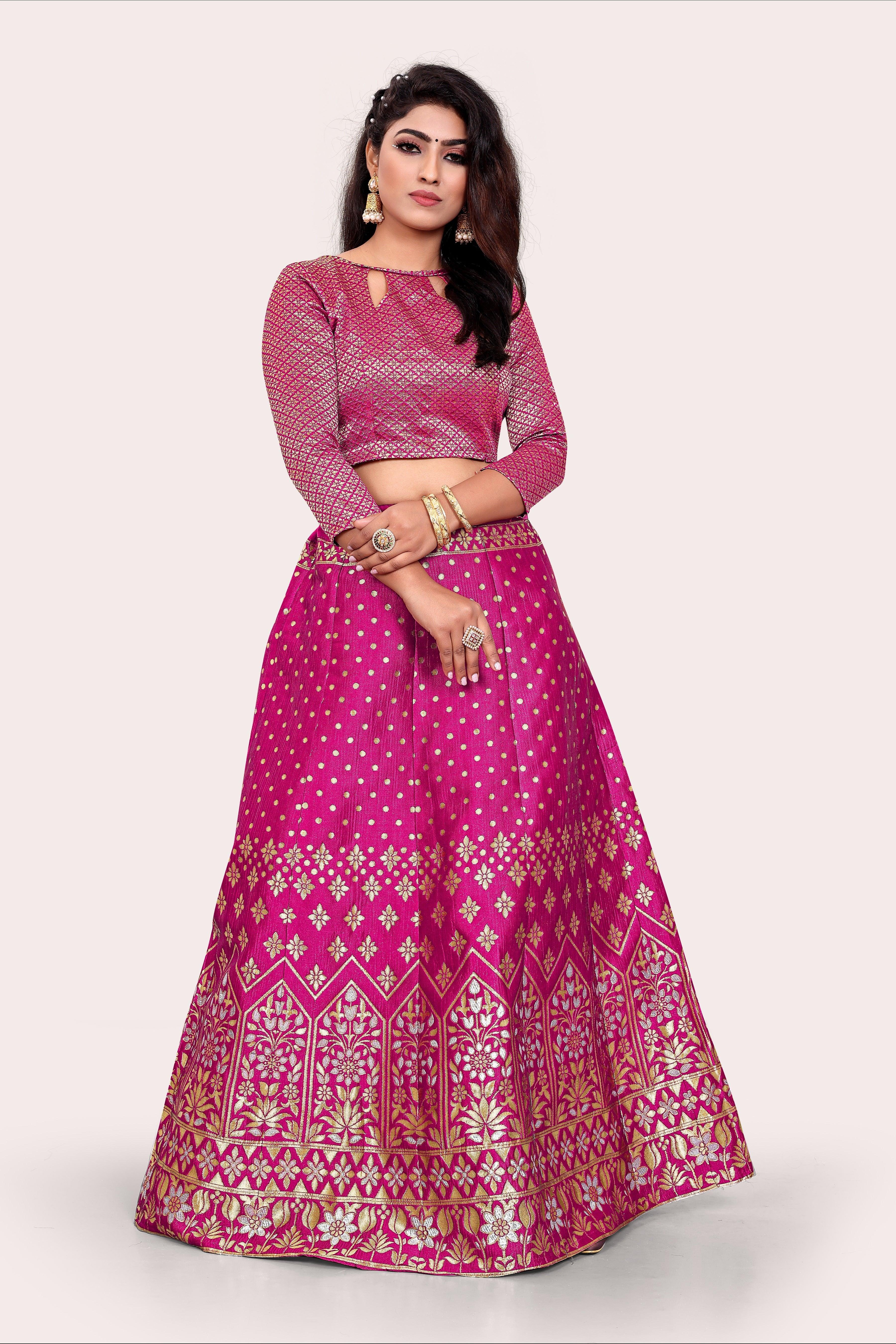 Gorgeous Glamour: Banarasi Lehenga Choli with Dupatta - Decize Clothing