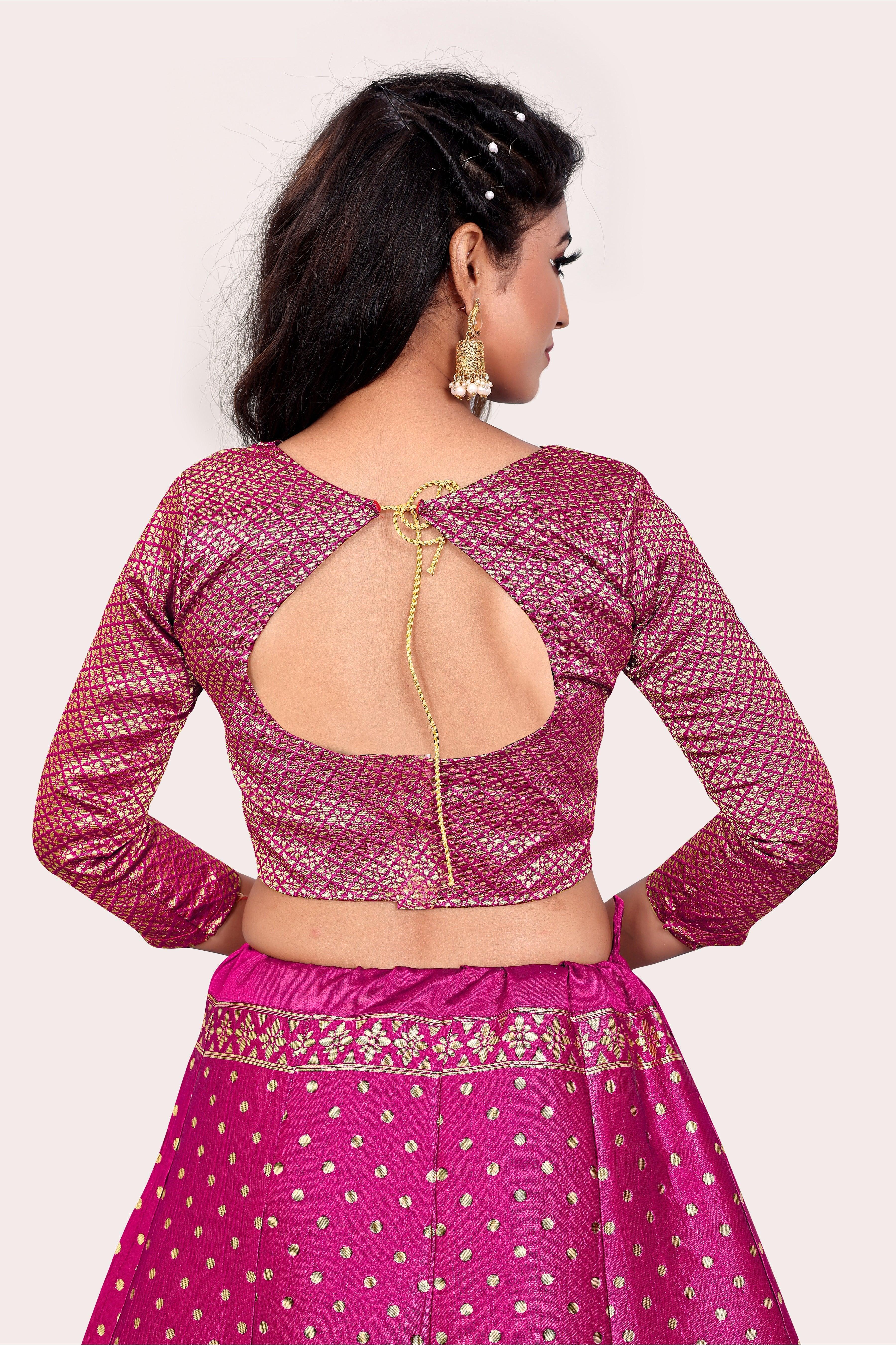 Pink And Grey Banarasi Silk Lehenga With Zari Work (PRE-ORDER) 3705