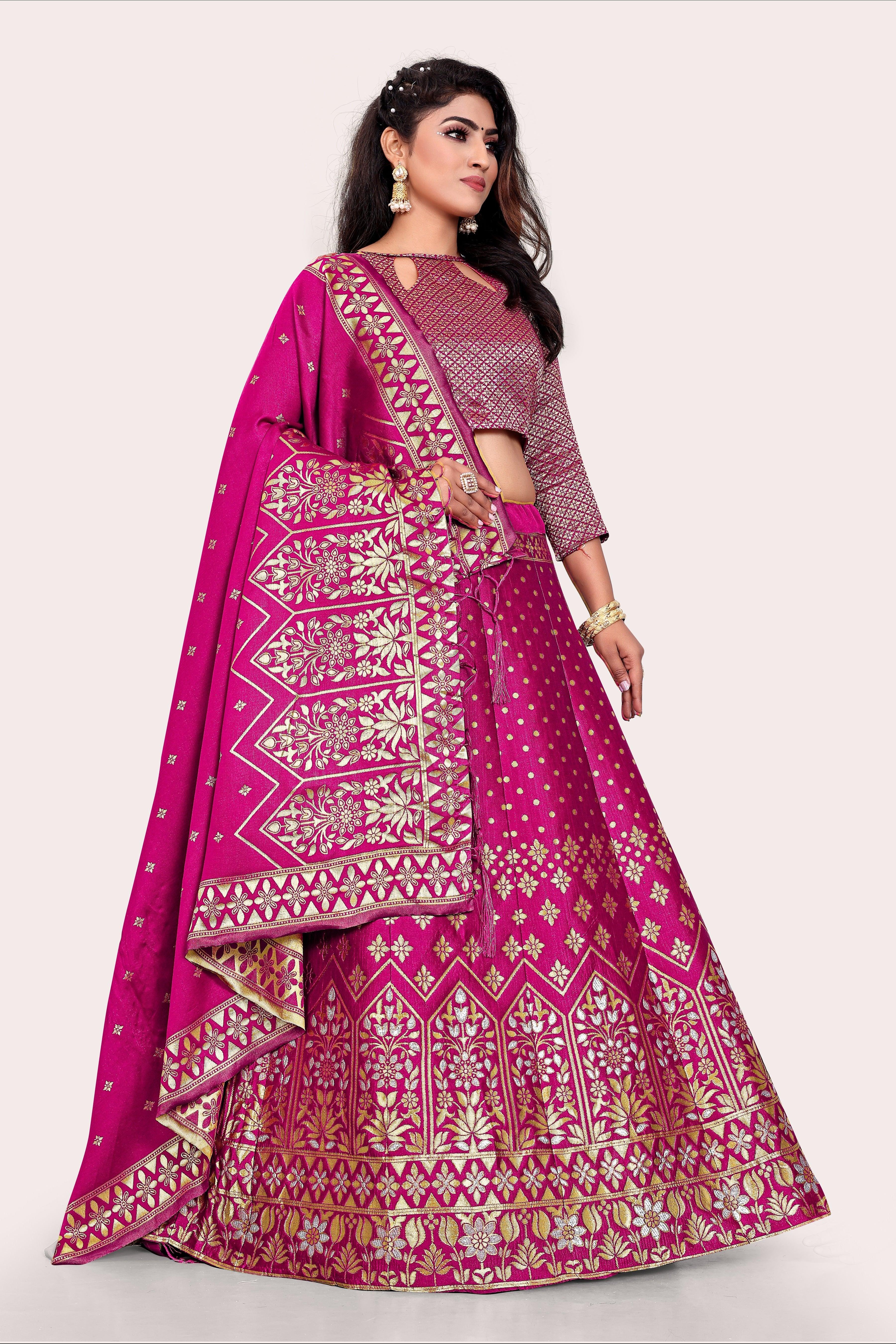 Gorgeous Glamour: Banarasi Lehenga Choli with Dupatta - Decize Clothing